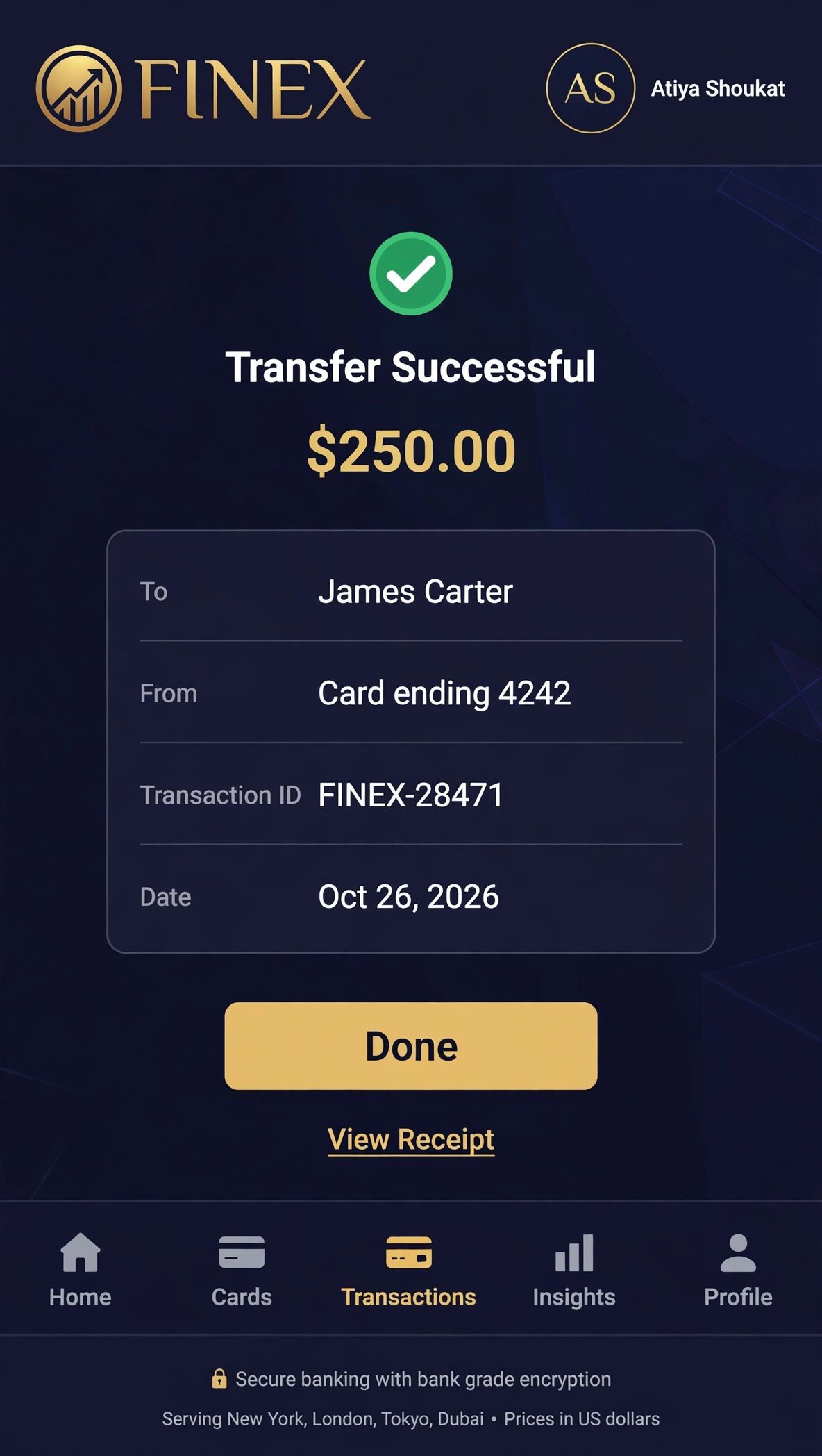 Transfer Confirmation & Receipt
