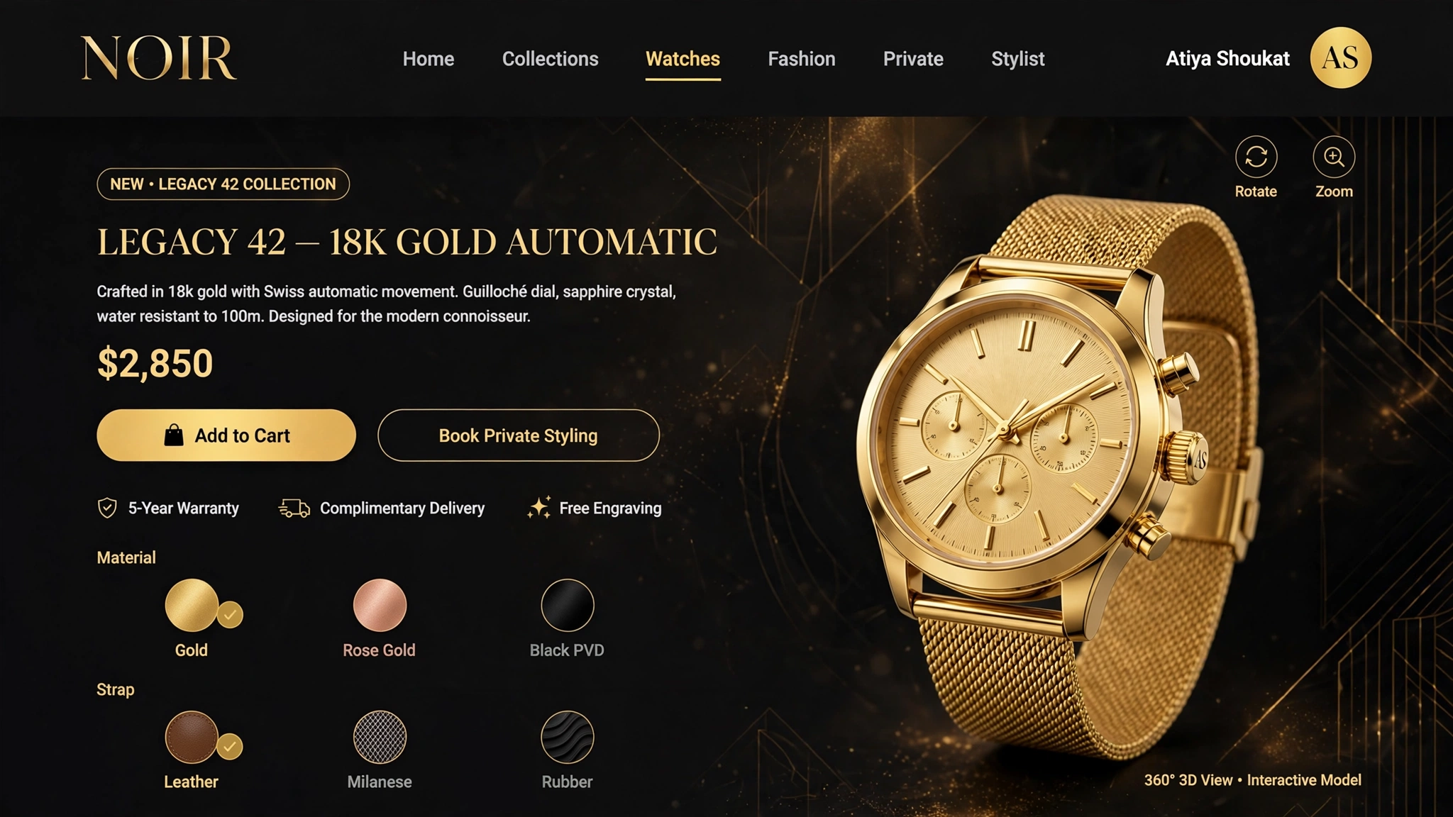 Interactive 3D Watch Customizer
