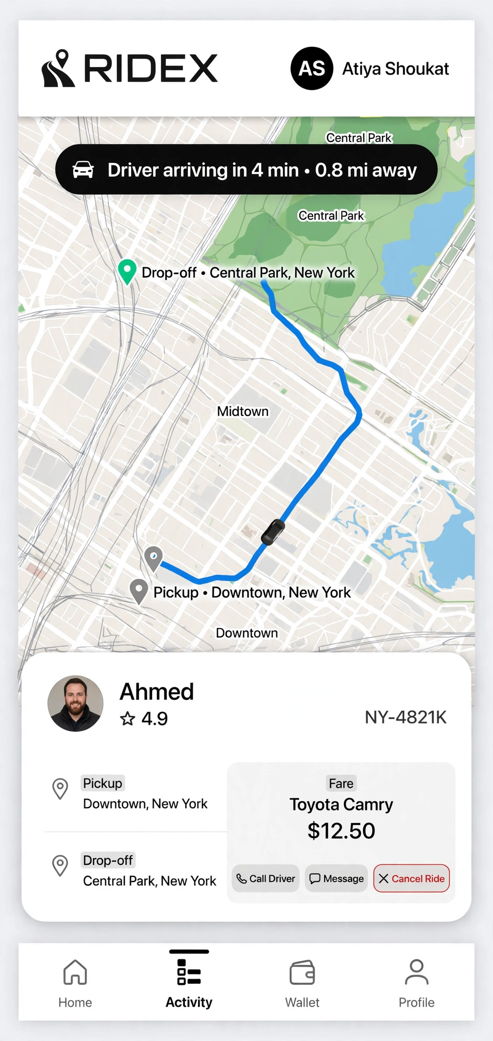 Live Turn-by-Turn Ride Tracking