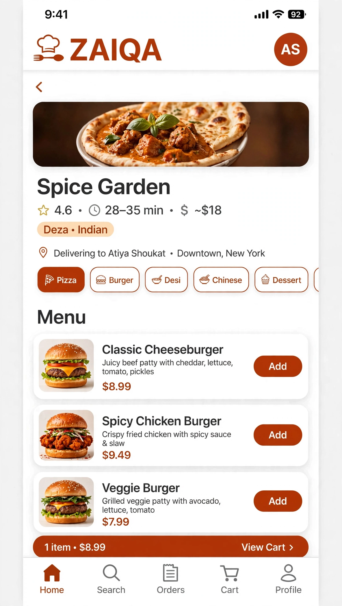 Restaurant Menu & Food Configurator